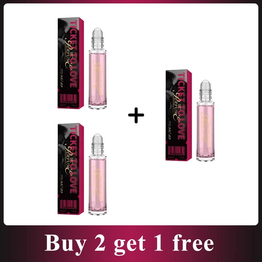 Ticket to Love roll-on perfume set. Long-lasting floral fragrance for women. Portable 10ml travel scent. Buy 2 get 1.