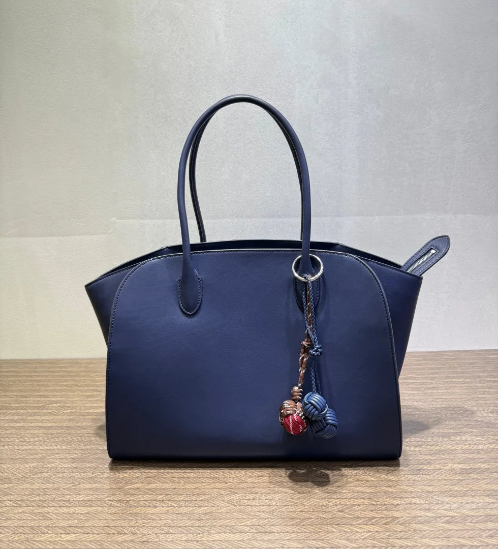 2026 high-quality genuine leather Marlo 12 inch 14 inch saddle leather tote bag, women's shoulder bag, high-end leather texture,