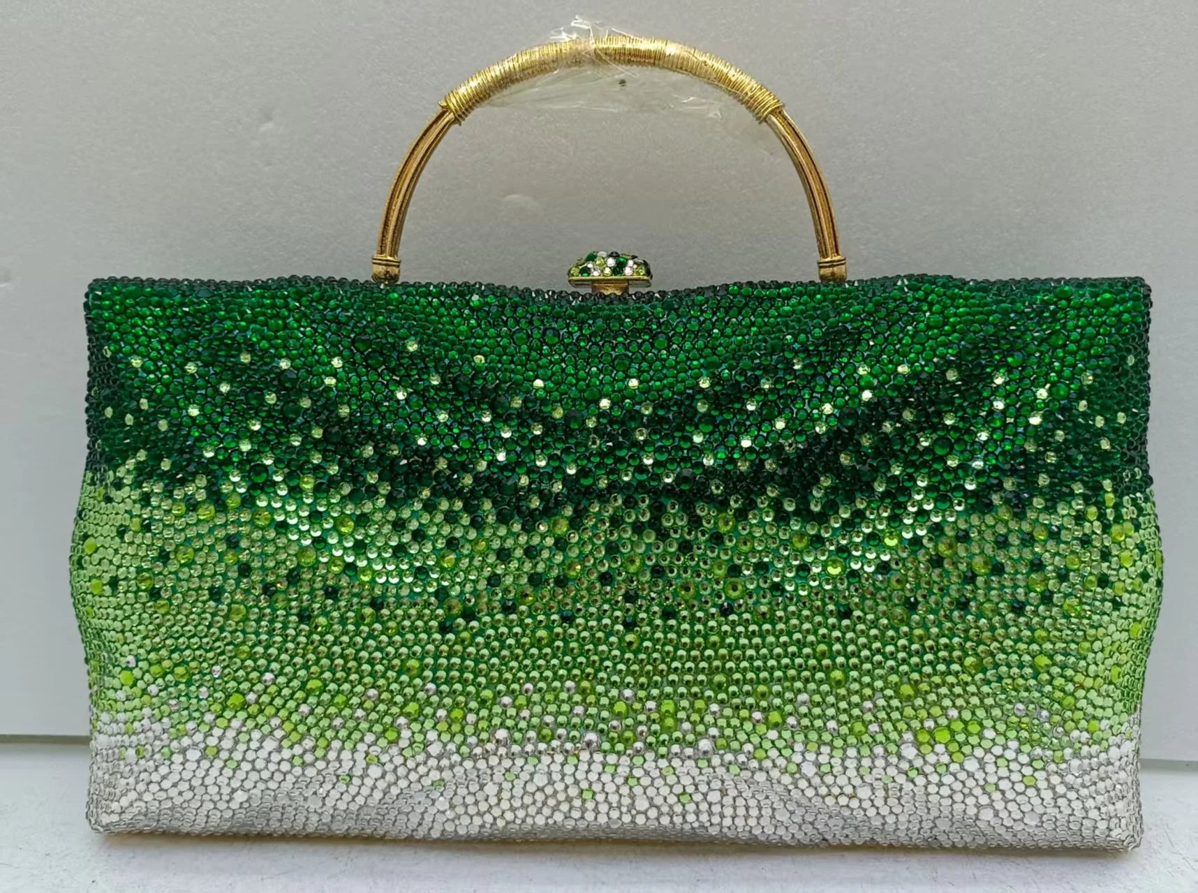 XIYUAN Lady Large Capacity Luxury Evening Bag Elegant Gold Rhinestone Handbag for Women Wedding Party Full Crystals Clutch Purse