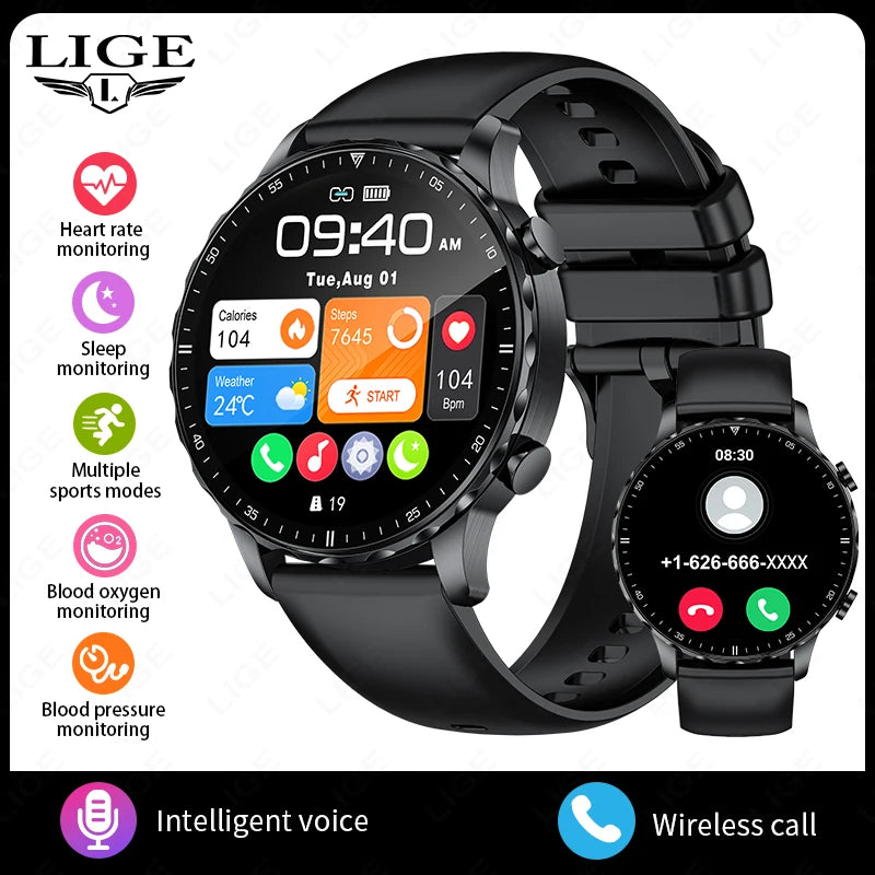 LIGE 2026 New Outdoor Sports Smart Watch Men 1.85“ HD Screen Heart Rate Bluetooth Call IP68 Waterproof Business Smartwatch Men