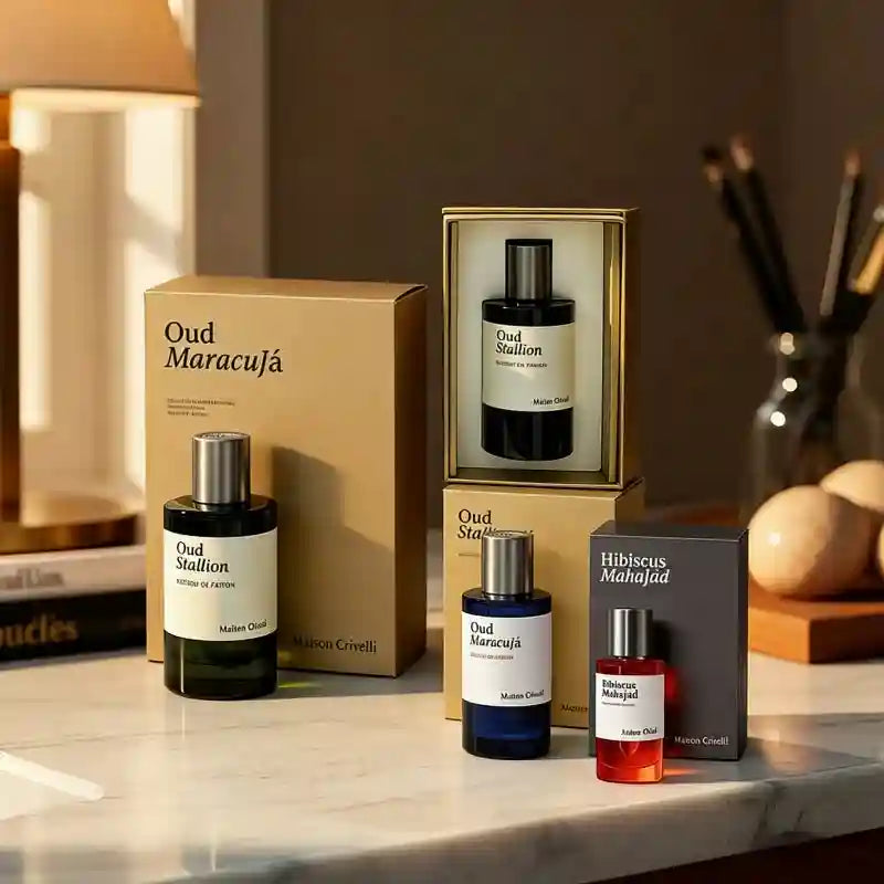 Maison Crivelli Oud Maracuja unisex EDP: 100ml Arabic scent spray with exotic oud, passionfruit, in sleek bottle boxes.
