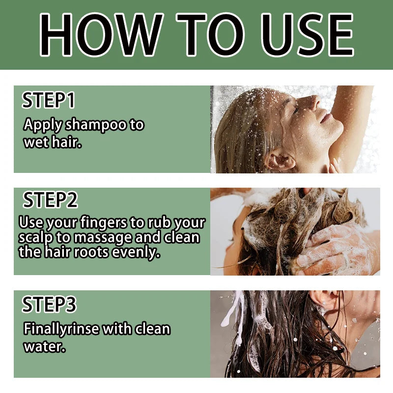 Usman Grass and Oriental Cedar Leaf Shampoo, strengthens hair roots, controls oil, cleanses the scalp, and promotes hair growth