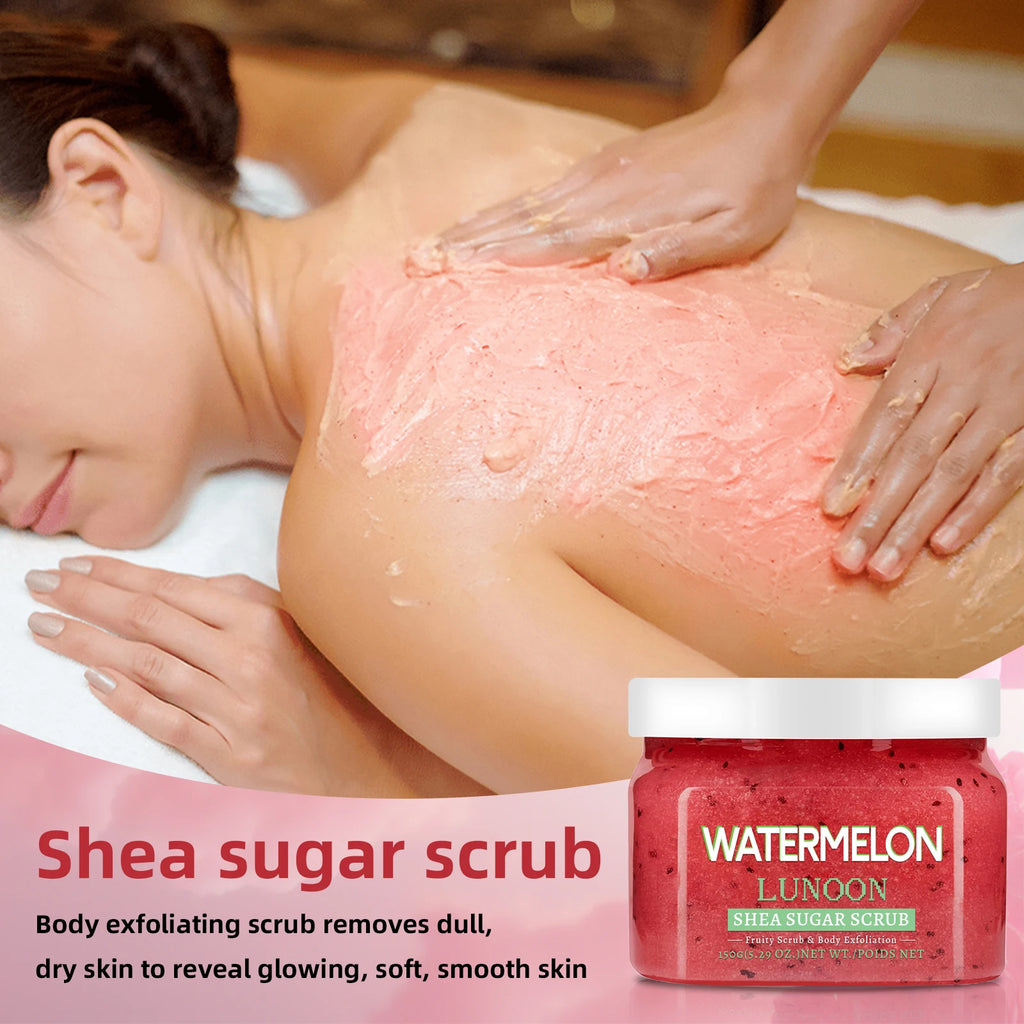 Watermelon Shea Sugar Scrub - 150g Natural Exfoliating Body Glow Scrubs Treatments Tidesmit