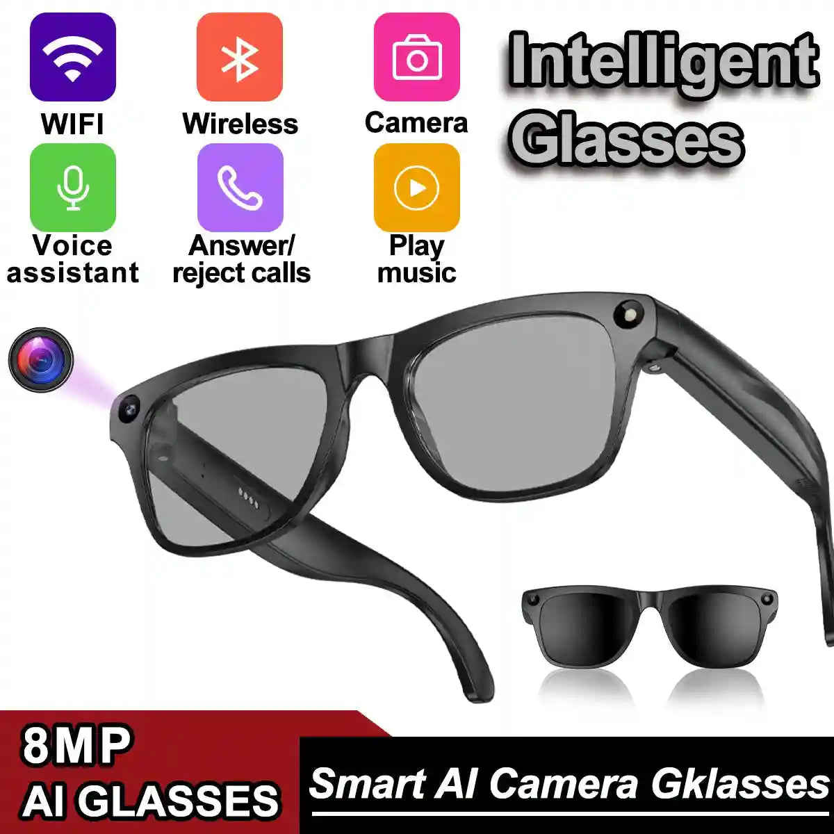 AI Smart Glasses with Spatial Audio and Integrated HD Camera Tidesmit