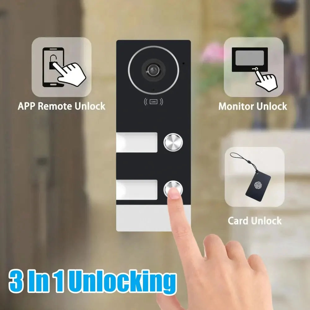 New 10 Inch Wifi Video Door Bell Intercom System with RFID Doorbell Camera Family Multi Nits Apartment Video Door Phone Intercom