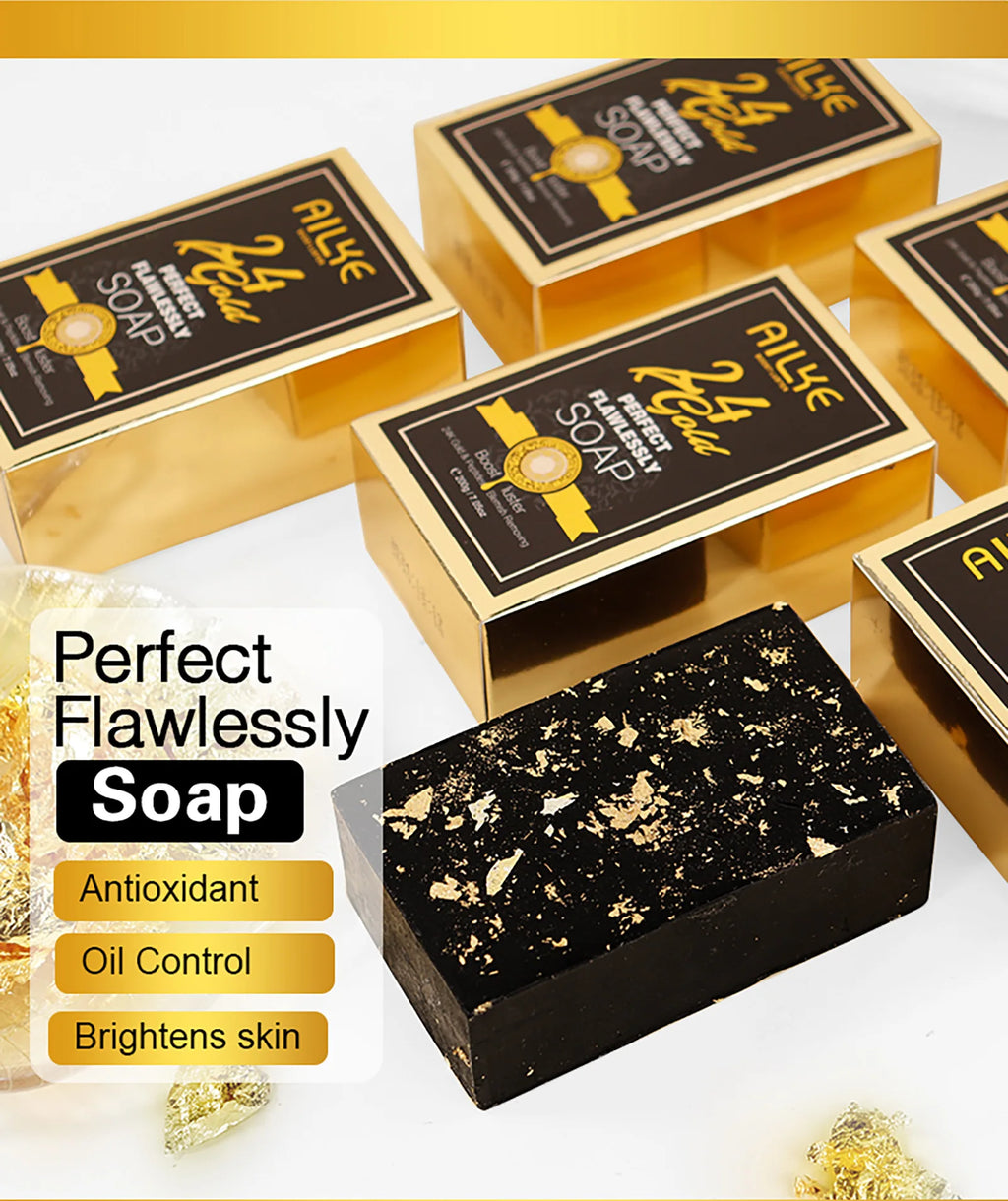 AILKE 24k Gold Flawlessly Whitening Skin Care Set For All Skin Type, Moisturizer, Reduce Black Spots, Smoothing, Brightening