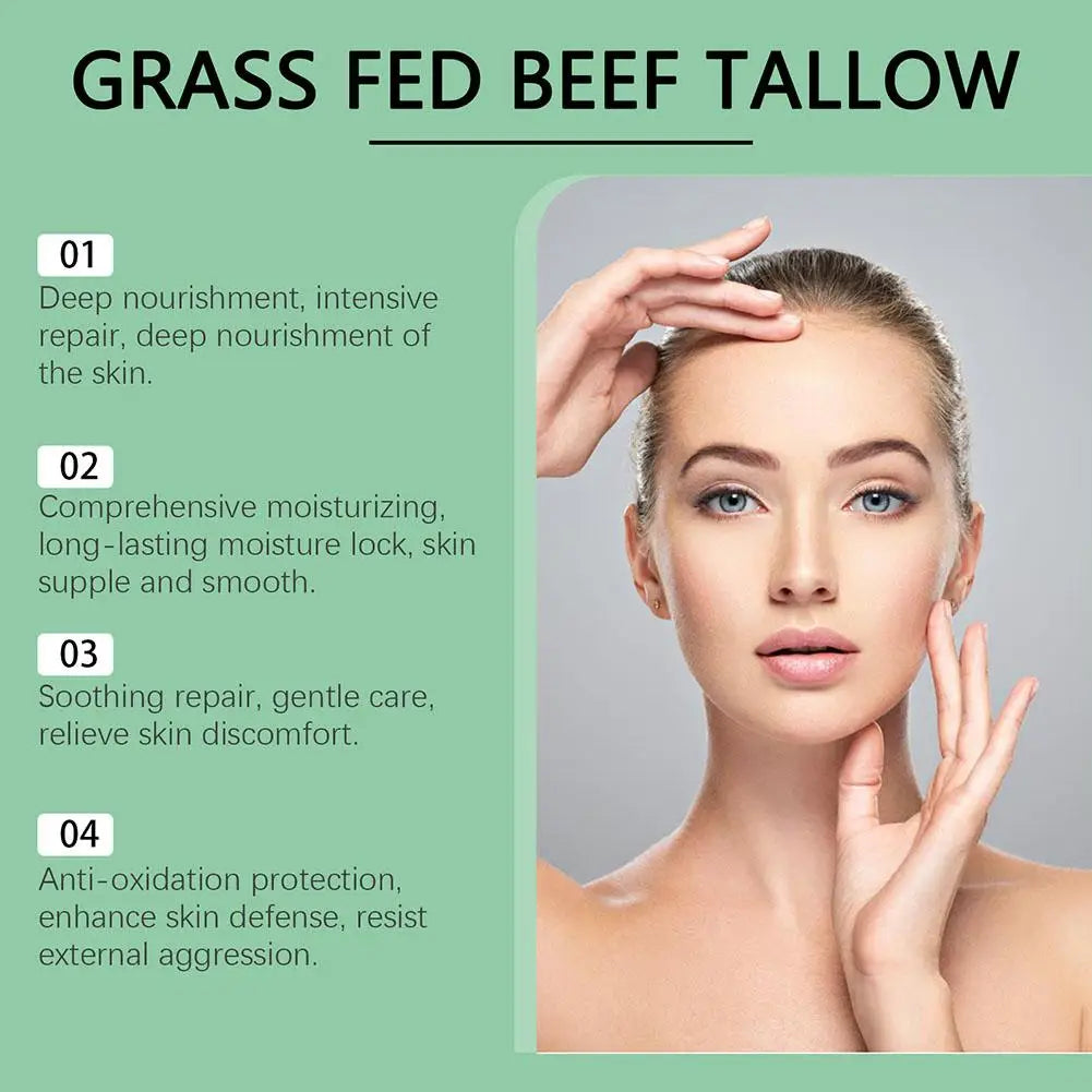 Beef Tallow, Beef Tallow for Skin, Tallow Face Moisturizer, 100% Unscented Organic Grass Fed Finished Whipped Tallow Face Cream