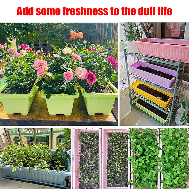 【ZYAA-1】1Set Plastic Vegetable Planters Rectangular Flowerpots For Balcony Indoor Gardening Breathable Plants Pots Garden Tools