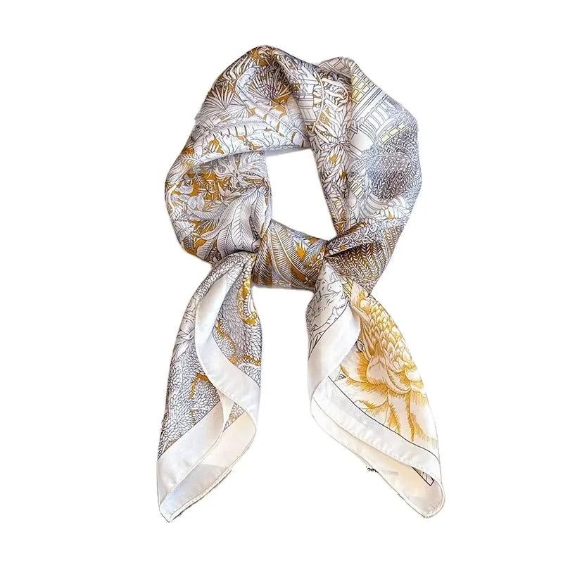 Customized Print Premium Pure Silk Scarves for Women Lightweight Satin Neck Wrap with Soft Touch Solid Pattern Silk Wrap Scarves