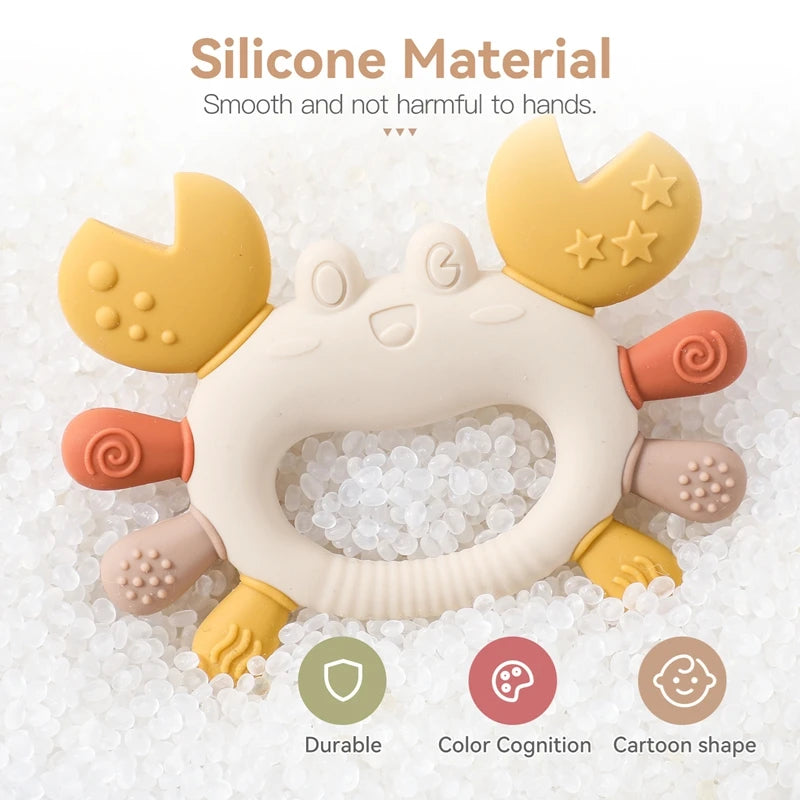 Silicone Baby Teether Baby Toys 0 to 12 Months BPA Free Chewing Teething Toys Crab Multicolor Teether Reborn Silicone Toys Gift