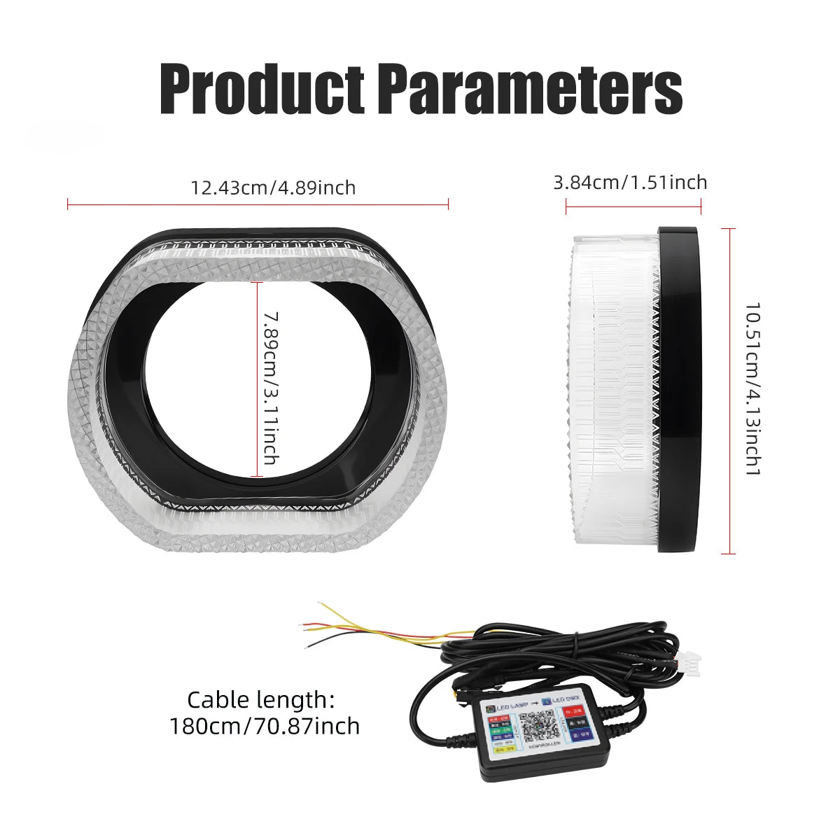 3 Inch LED Angel Eyes RGB Halo Ring Light with App Control - Tidesmit Tidesmit