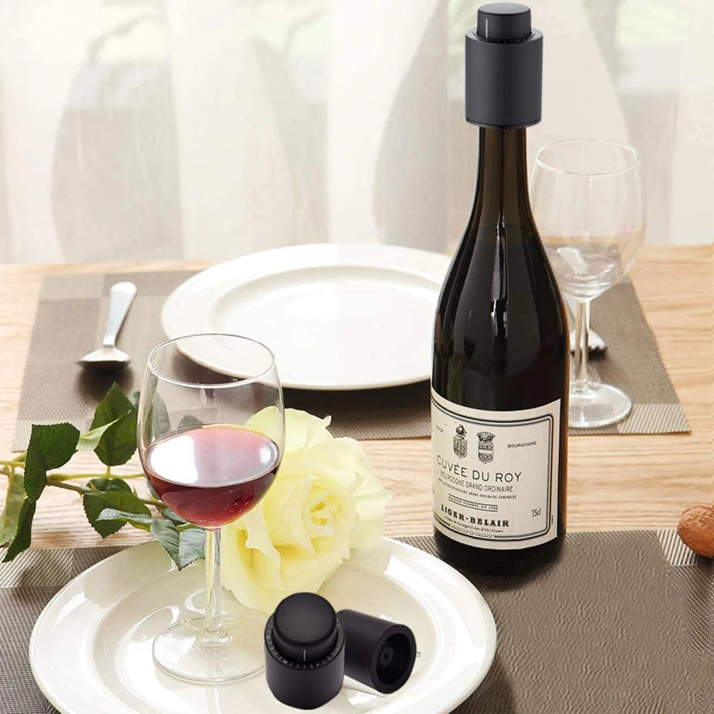 Vacuum Wine Bottle Stopper Sealed Storage Vacuum Memory Wine Stopper Push Style Bar Tools Barware Reusable Wine Cork