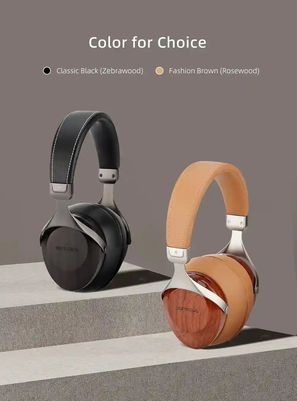 Closed Back Wood Headphones - High Fidelity 50mm Studio Monitor Tidesmit