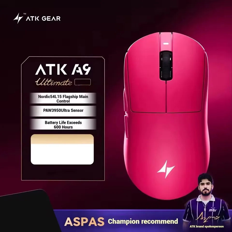 ATK A9 PLUS ULTRA Series Mouse Dual 8K Wireless Mouse Bluetooth Lightweight PAW3950 Ultra Nordic52840 E-sports Mice Gift