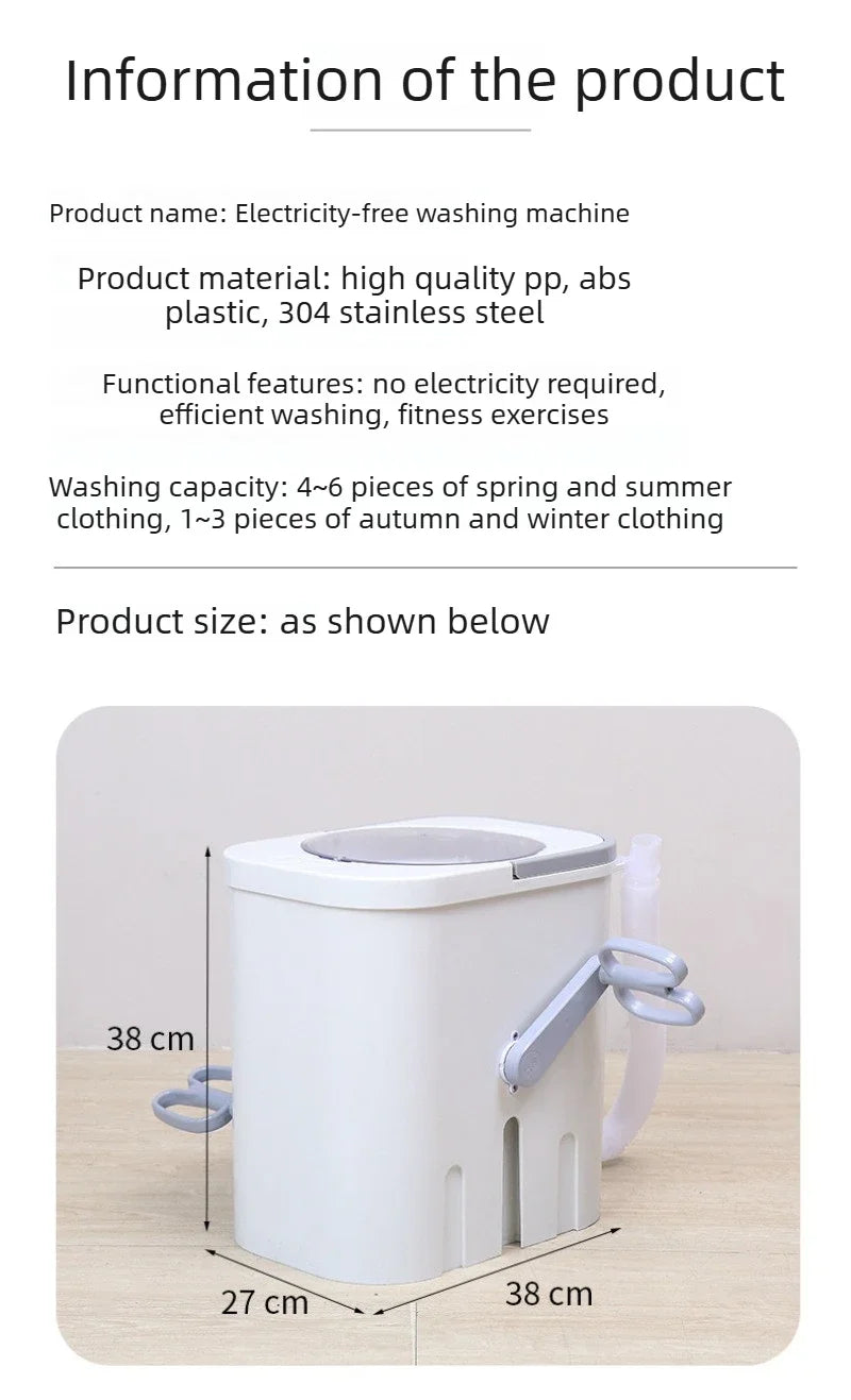 Tidesmit manual laundry and shoe washing machine, crank and pedal operated design for baby clothes, angle view 5
