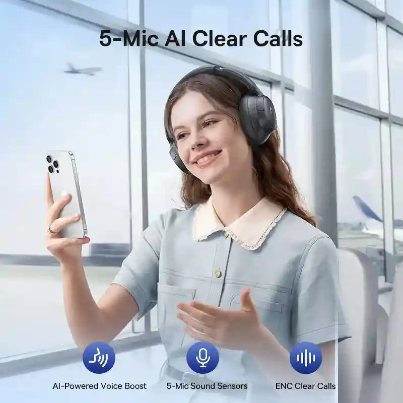 Wireless Noise Cancelling Headphones: 80Hr Battery Over-Ear Audio Tidesmit