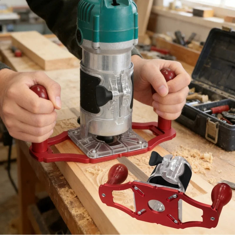 Upgraded Woodworking Router Base, Edge Guide Slotting Base with Handles and Centerline Pointer for Milling & Trimming
