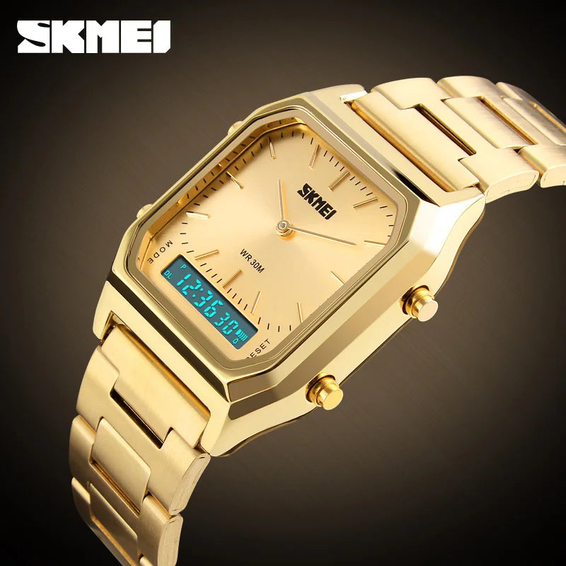 SKMEI 1220 Digital Quartz Watch for Men Sports Chronograph Waterproof Stainless Steel Shockproof Mens Wristwatches Reloj Hombre
