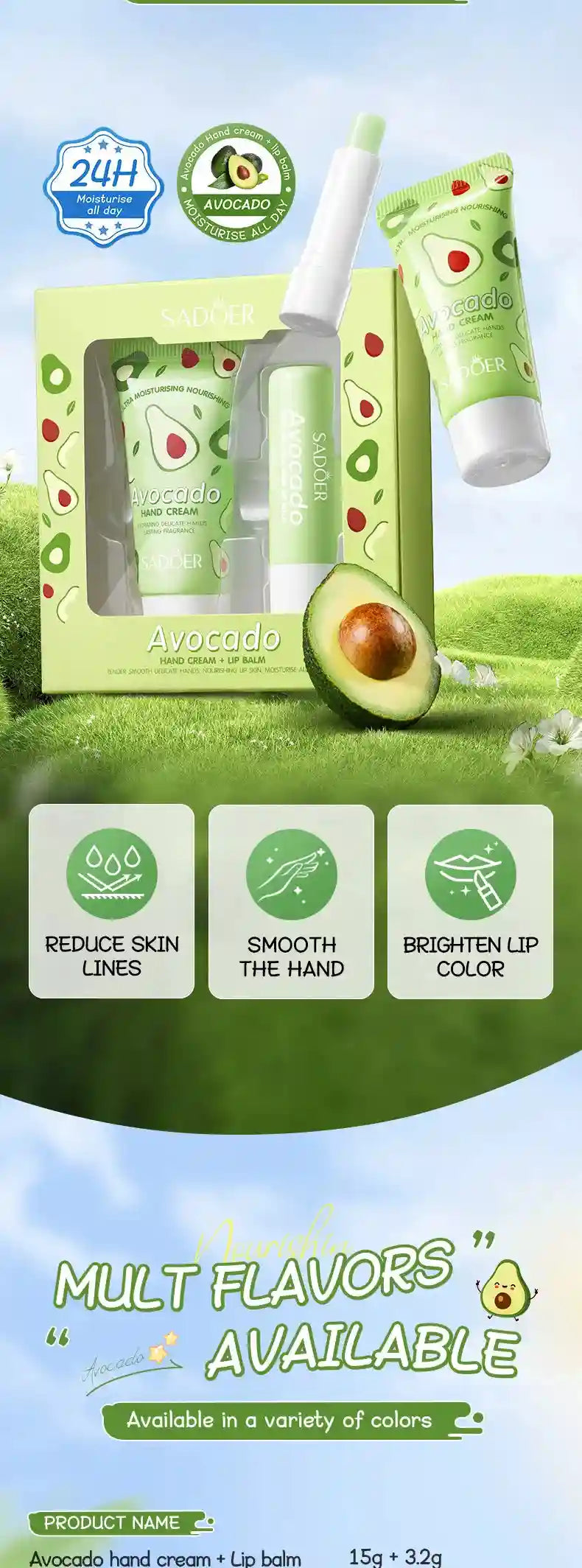 Avocado Nourishing Hand Cream & Lip Balm Set for Dry Skin Repair Lip Care Tidesmit