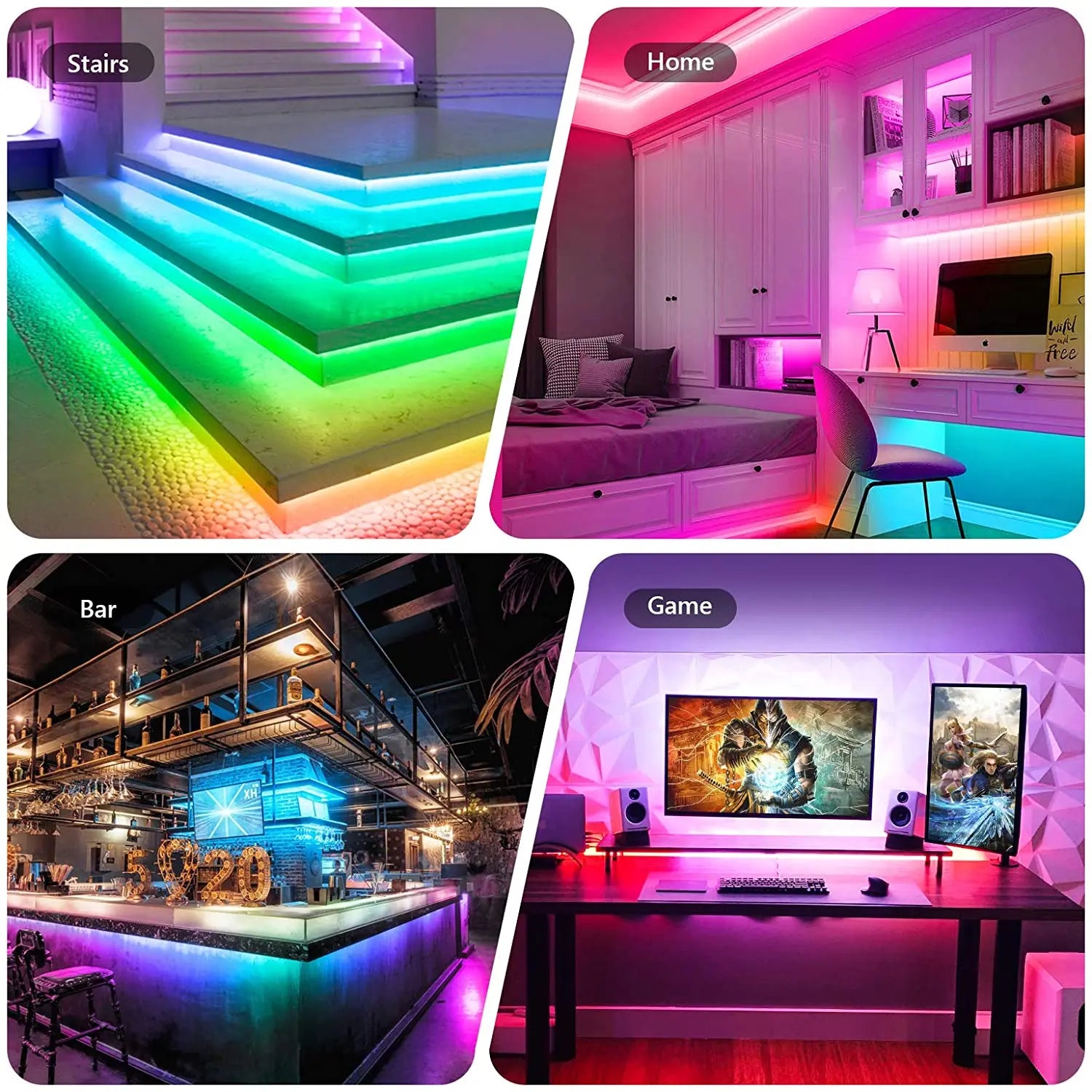 WS2811 Dreamcolor LED Strip Lights,16.4ft/5m RGBIC TUYA WiFi Phone App Controlled Waterproof Smart Music Sync Light Strip