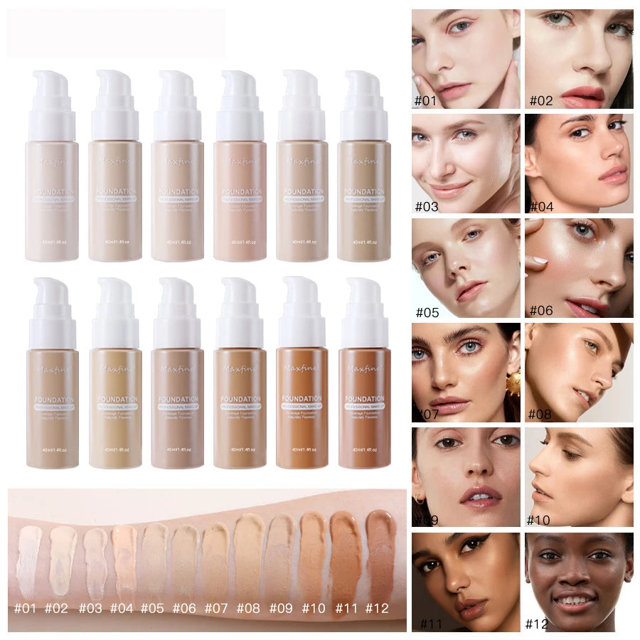 Tidesmit 12 color liquid foundation providing high coverage moisturizing and long lasting finish for face makeup