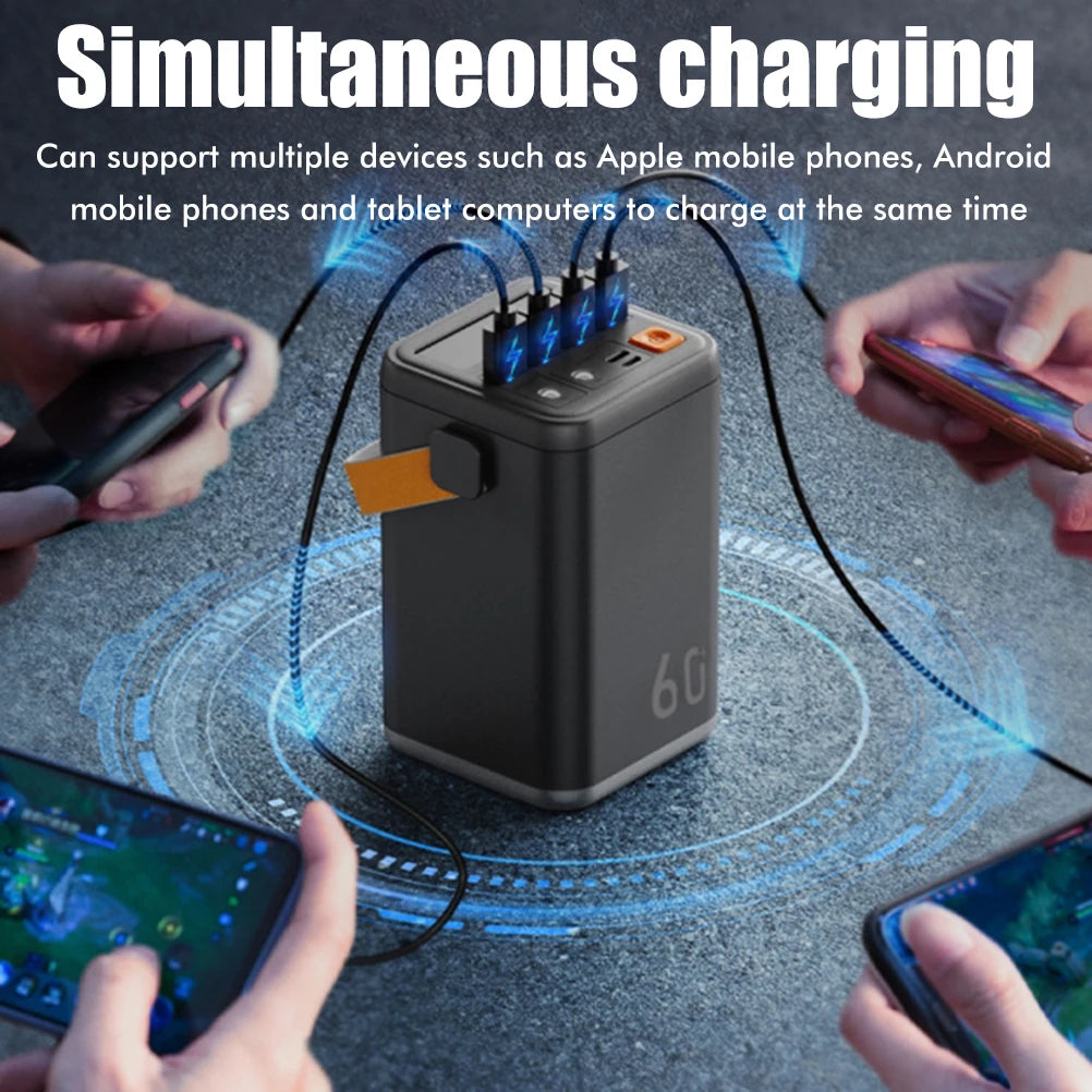 60000mAh Fast Charging Power Bank - 55W PD Portable Charger Black Tidesmit