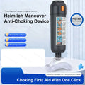 Black handheld anti-choking emergency suction device with clear mask for adults and children. First aid safety tool.