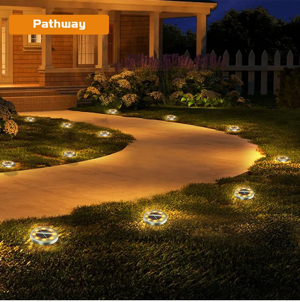 Solar Ground Lights IP65 Waterproof Solar Lights Outdoor Solar Garden Lights In-Ground Landscape Lights for Yard Lawn Patio Deck