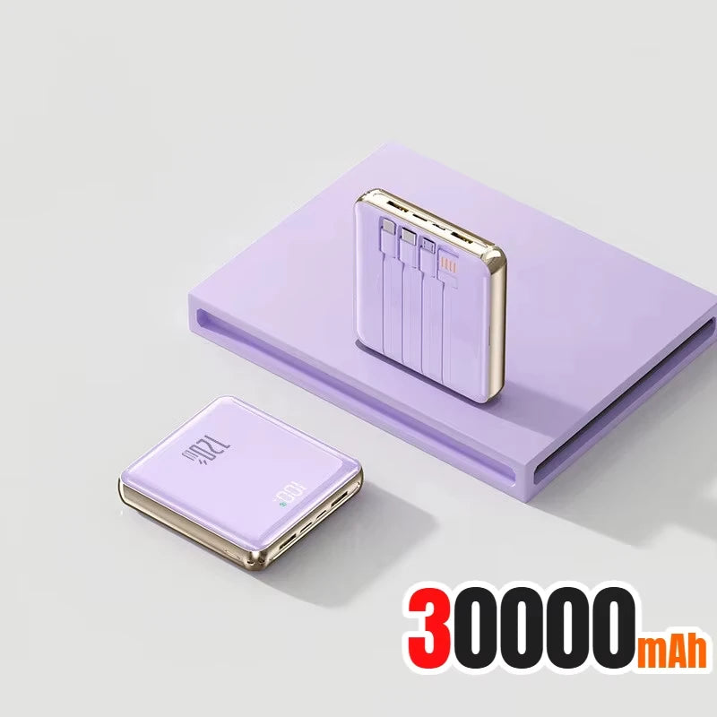 Portable Power Bank with 4 Built-in Cables - 50000mAh Tidesmit Purple 30000mAh Tidesmit