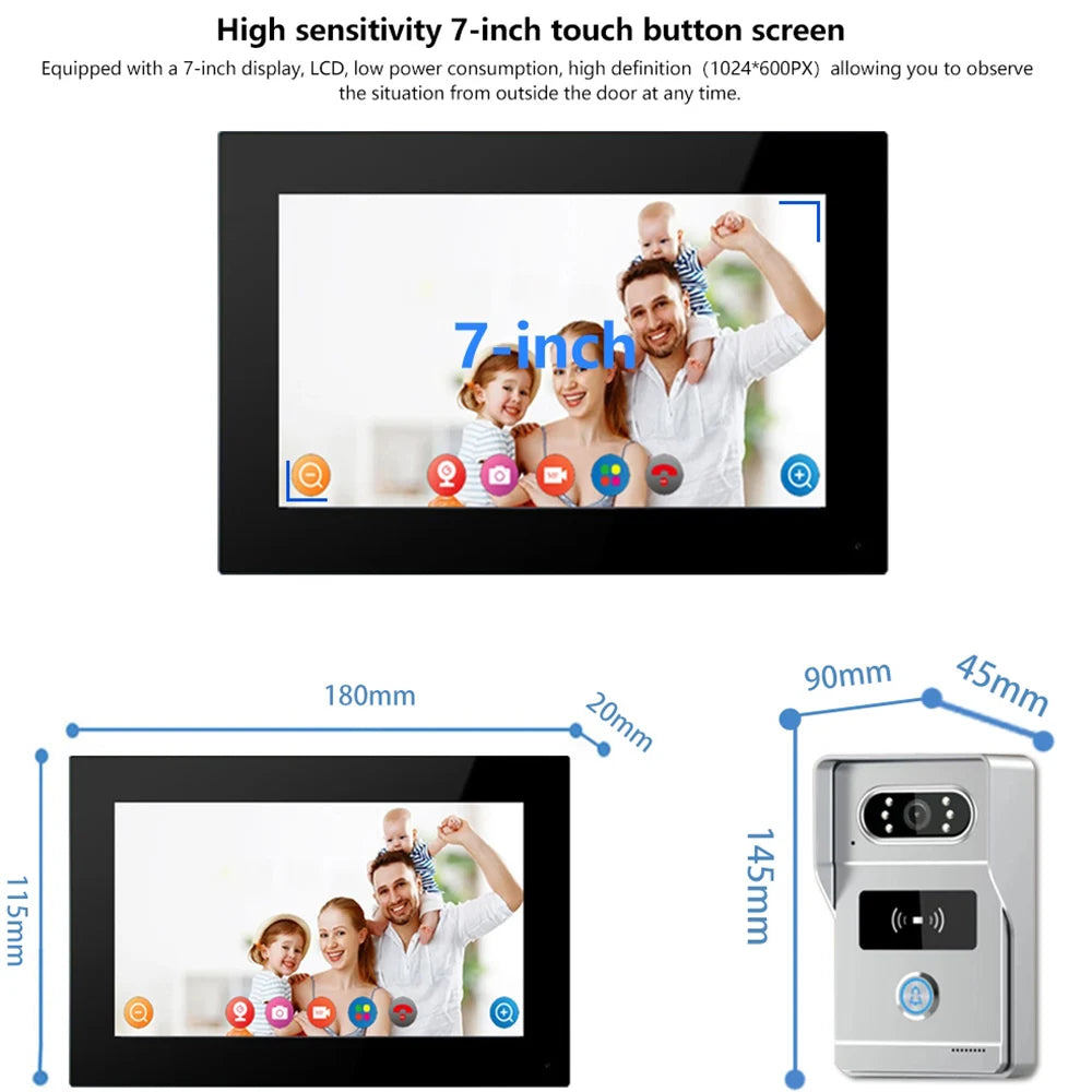 support tuya app Smart Video Intercom 1080P AHD WiFi Access Control System Camera Monitor Villa Home Security