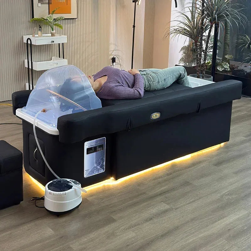 Massage Shampoo Bed with Foot Spa - Professional Black Spa Chair Massage Chairs Tidesmit