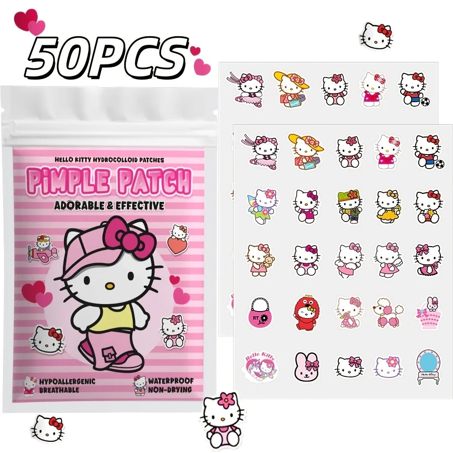 25/50/100PCS Sanrio Hello kitty Cartoon hydrocolloid acne patch - facial decorative sticker - covers blemishes and acne scars.