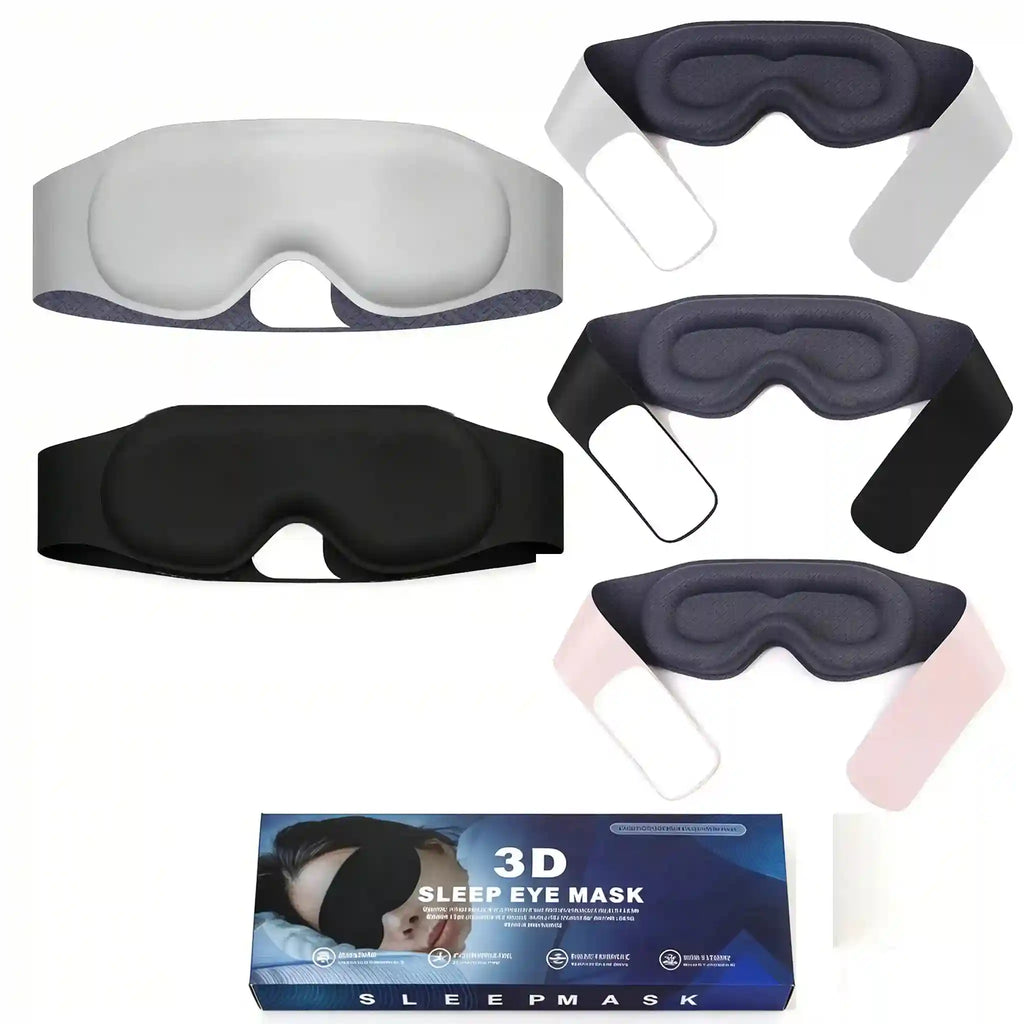 3D Sleep Eye Mask | Contoured Memory Foam - Grey, Pink & Black Eye Massage Instrument Tidesmit
