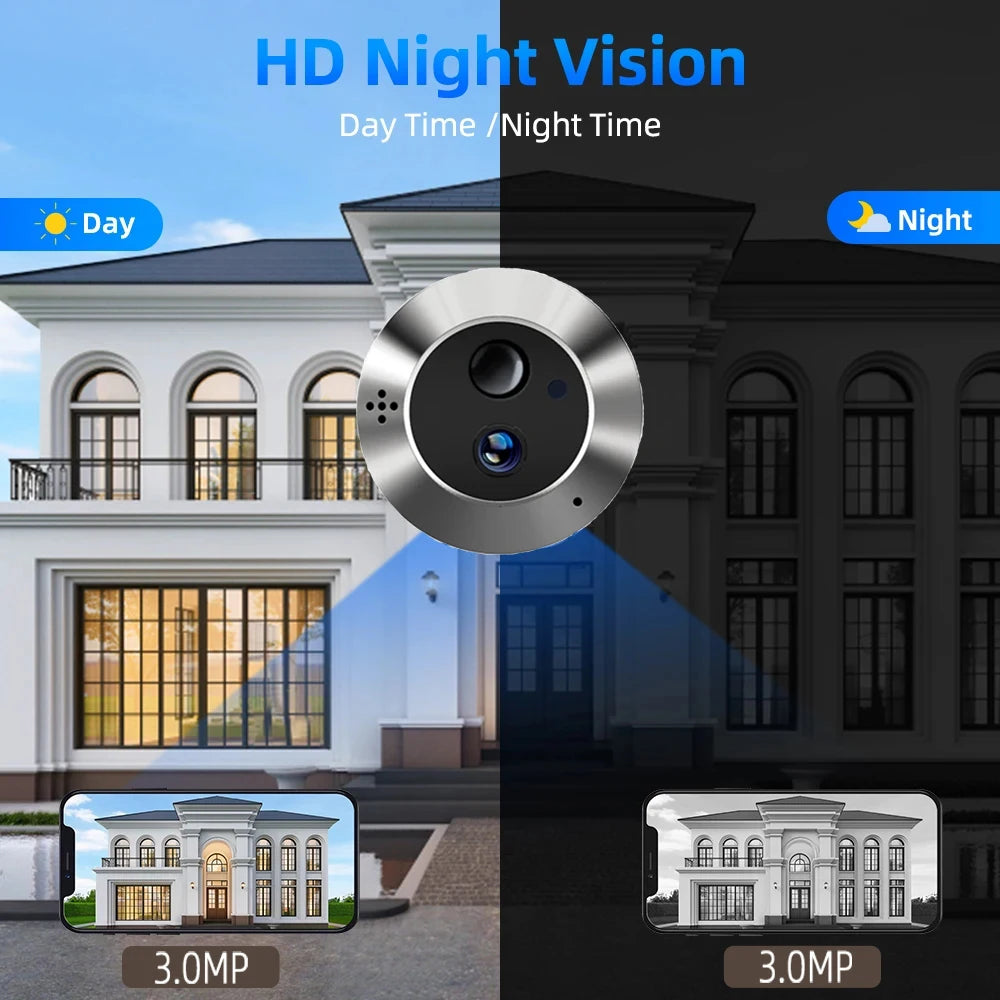 Two Way Talk Security Tuya Smart 2.4G Wifi Peepholes Door Intercom 140° Wide Angle Battery Powered 3MP Video Door  Camera