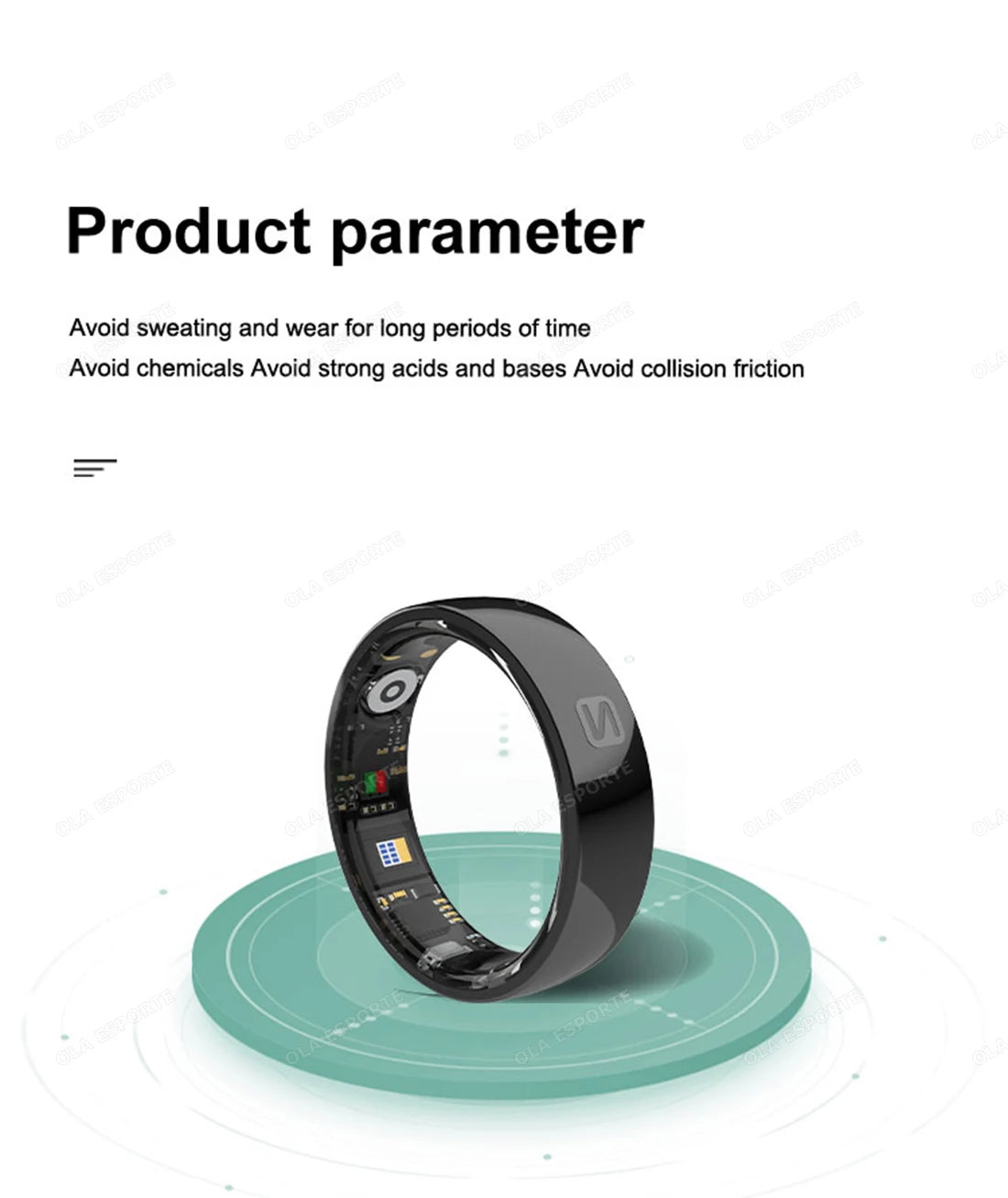 Smart Health Ring - Waterproof Fitness Tracker with Biometric Sensor Tidesmit
