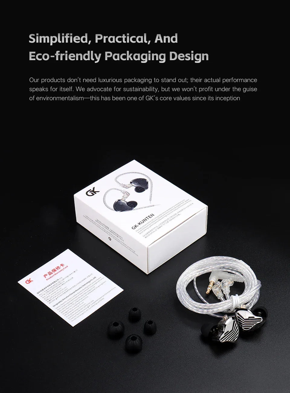 GK KUNTEN Dynamic Drive Headphones HIFI Heavy Bass Earbuds Sports Metal Headphones Detachable Headphones 2PIN KZ Zenith EDX Tidesmit