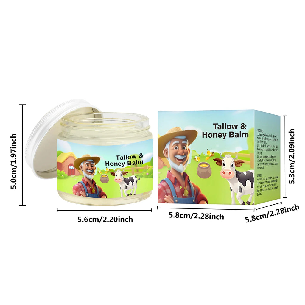 Tallow & Honey Balm 60g, Face and Body Moisturizer, Natural Skin Nourishing Cream to Improve Texture for Soft Firm Skin