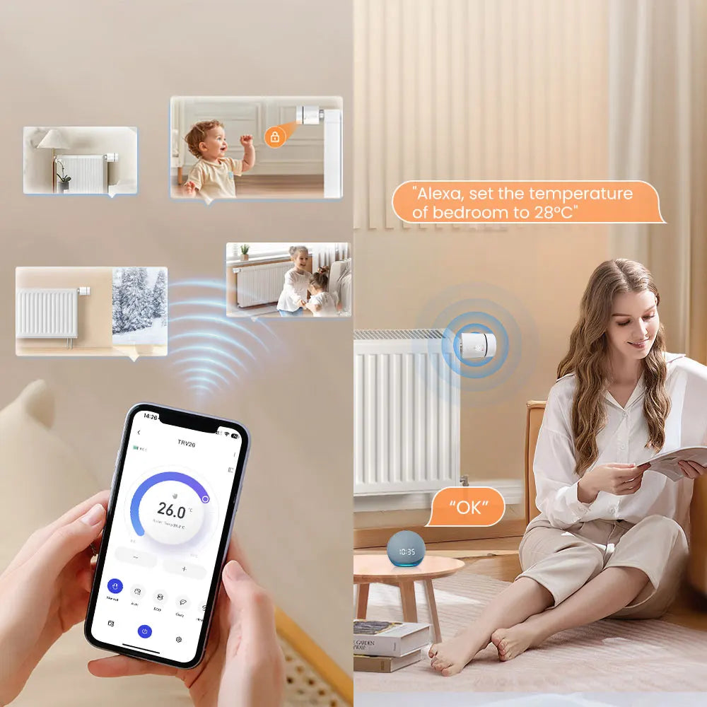 AVATTO ZigBee 3.0 Thermostat Radiator Valve,Smart TRV Thermostatic Valve Temperature Controller Support Alexa Google Home