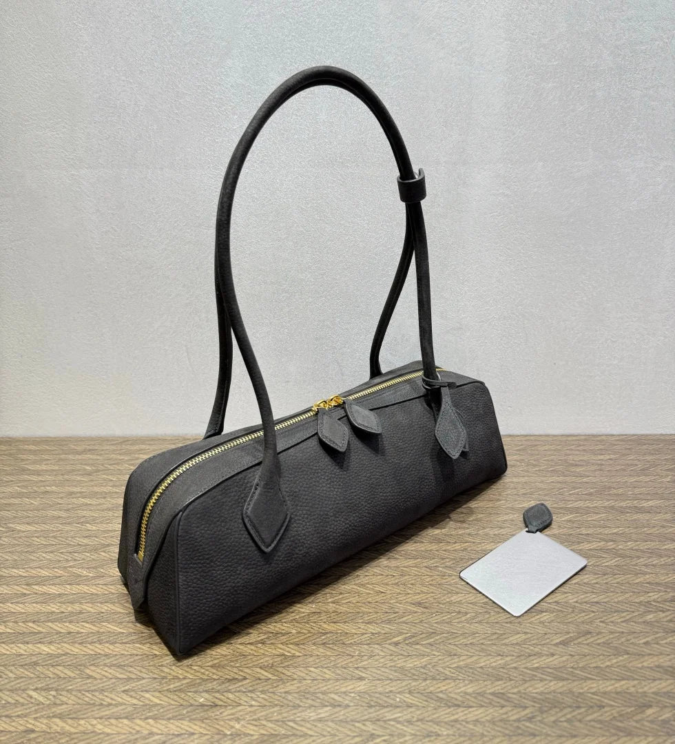 2026 high-quality genuine leather sausage bag, high-end customized high silk gloss leather handbag, women's shoulder bag