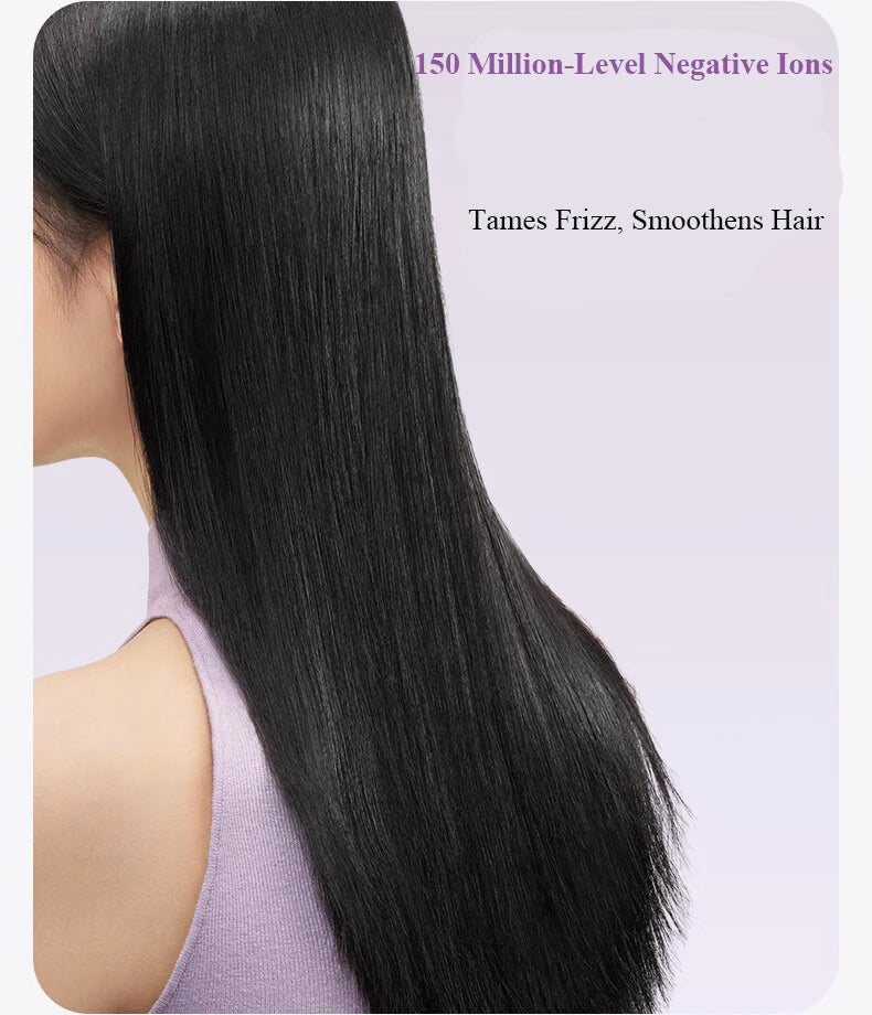 Lightweight 345g high-speed hair dryer with negative ion technology for smooth, frizz-free hair and quick drying.