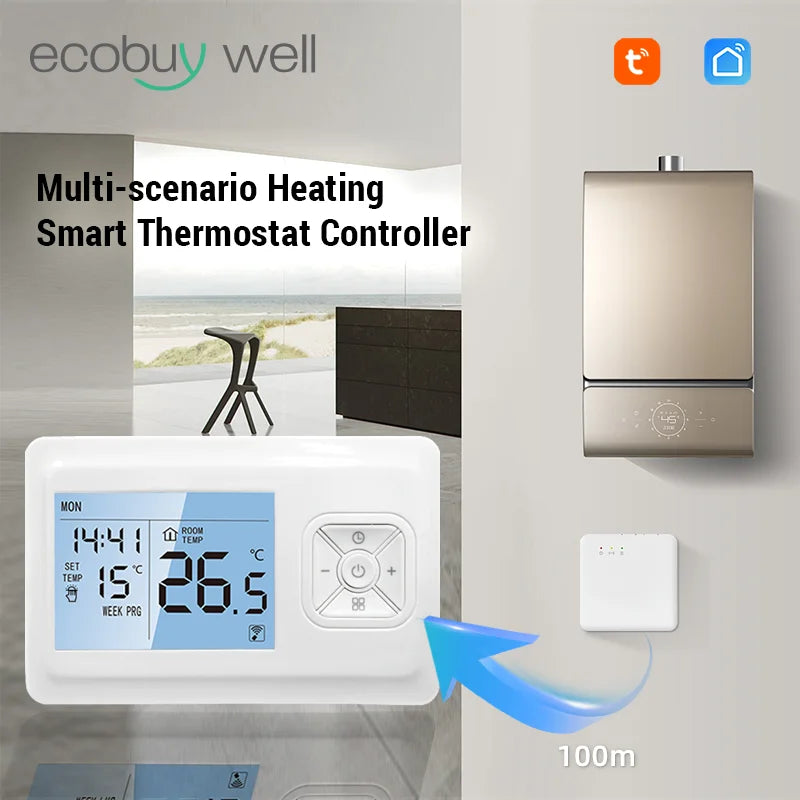 Smart Home Tuya Wifi Thermostat Gas Boiler Wireless Battery Operated Wifi Thermostat Temperature Controller Alexa Home Assistant