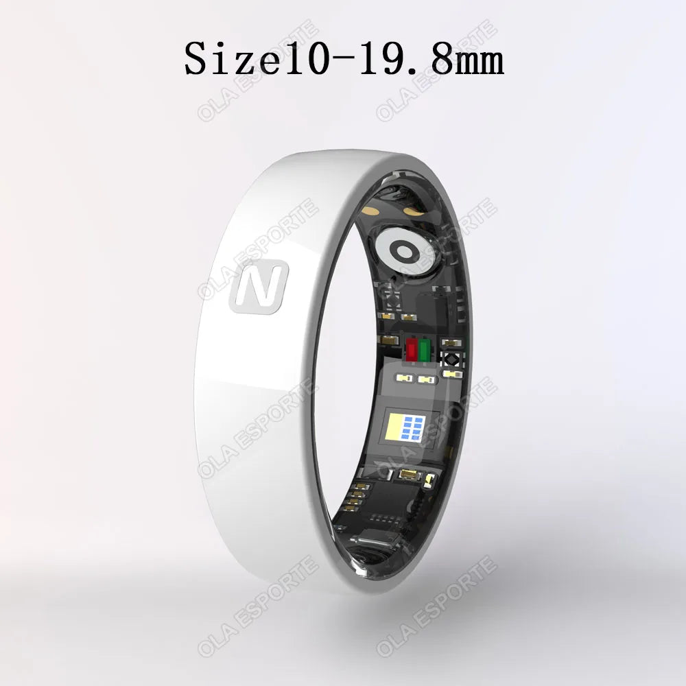 NFC Access Control Smart Ring Multifunction 5 ATM Waterproof Ceramic Heart Rate Blood Oxygen Monitoring For Men Women Smartring White 10 Tidesmit