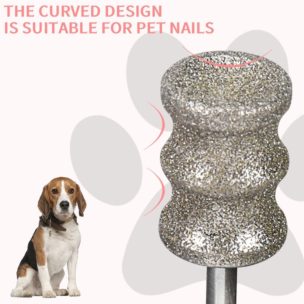 2-pack curved diamond dog nail grinder replacement heads for safe, smooth pet paw grooming and painless nail trimming.