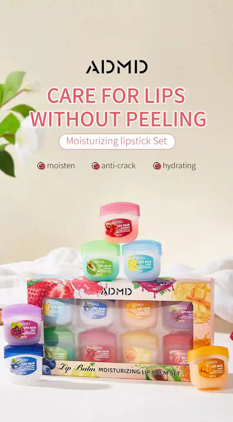 Fruit Lip Balm Set - 8pcs Moisturizing Lip Treatment for Dry Lips Lip Care Tidesmit