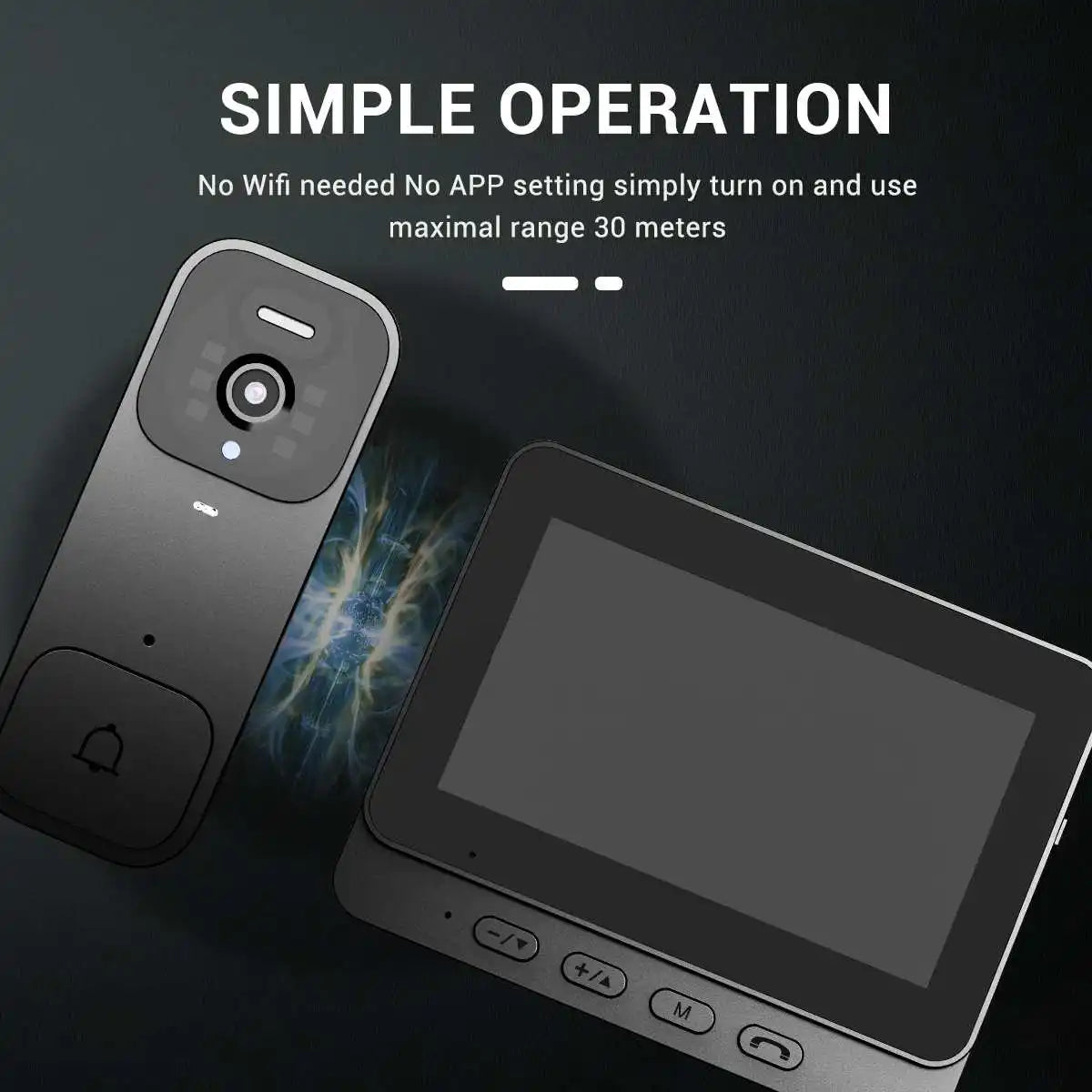 Smart Video doorbell Black 4.3 inch Monitor HD Night Vision Intercom with 64GB Storage card