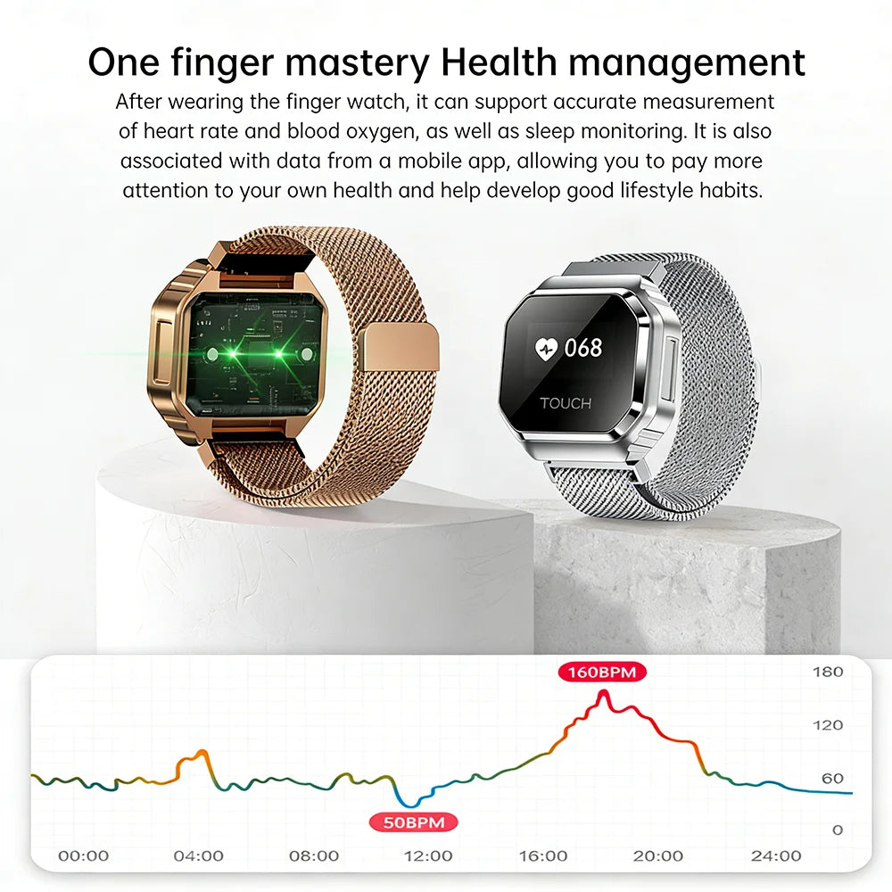 Smart Watch Ring For Men Women, Heart Rate Blood Oxygen Sleep Health Monitoring, OLED Display, 5ATM Waterproof, Multiple Sports Tidesmit