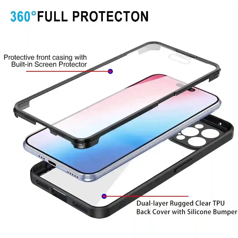 iPhone 16 Pro Full Body Shockproof Clear Case with Screen Protector Tidesmit