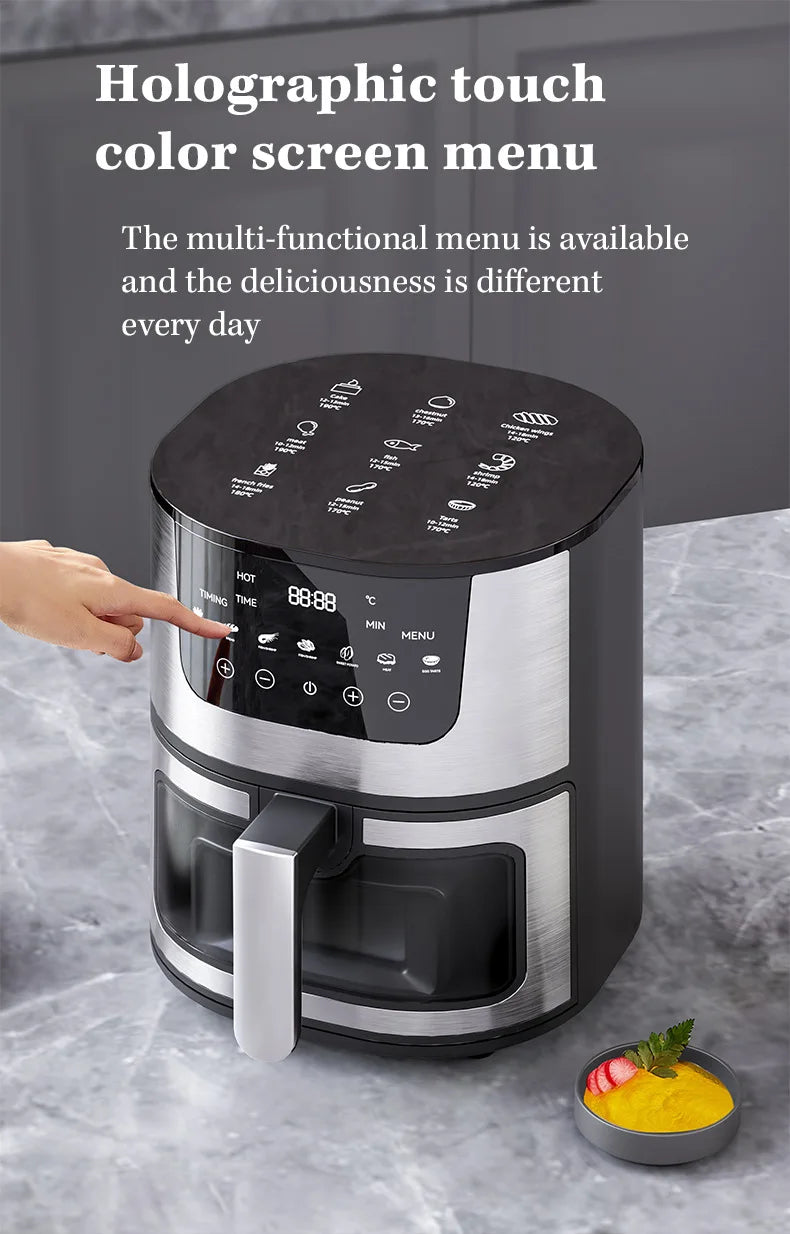 Hot Sales Air Fryer 7L Oil-free Air Fryer 360°Baking Convection Oven Air Fryers For Chicken Wings Fries Chips Healthy Cooker
