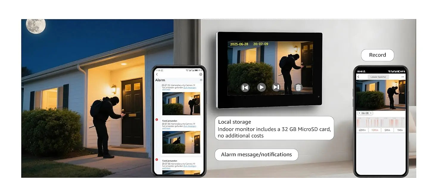2-Wire TUYA Smart Video intercom doorbell 1080P Waterproof Camera 5G Wifi 7/10inch Touch Screen Support Password Inductive Card
