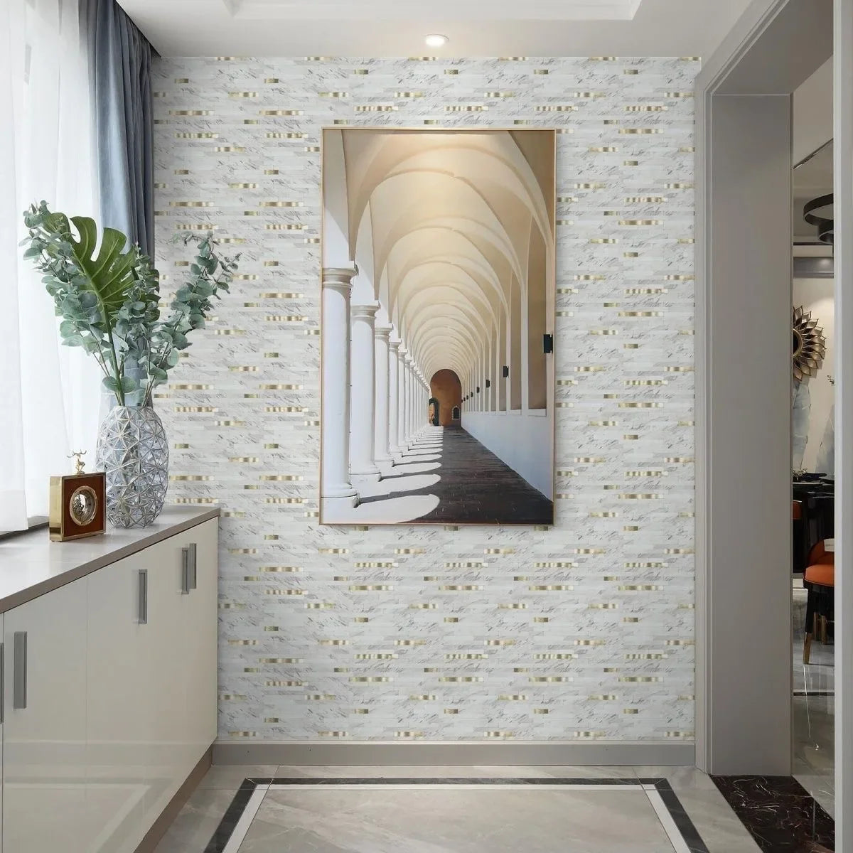 4pcs/lot Mosaic Wall Tile Peel And Stick Self Adhesive Waterproof Aluminum composite rectangle Kitchen Bath Tile Backsplash 917